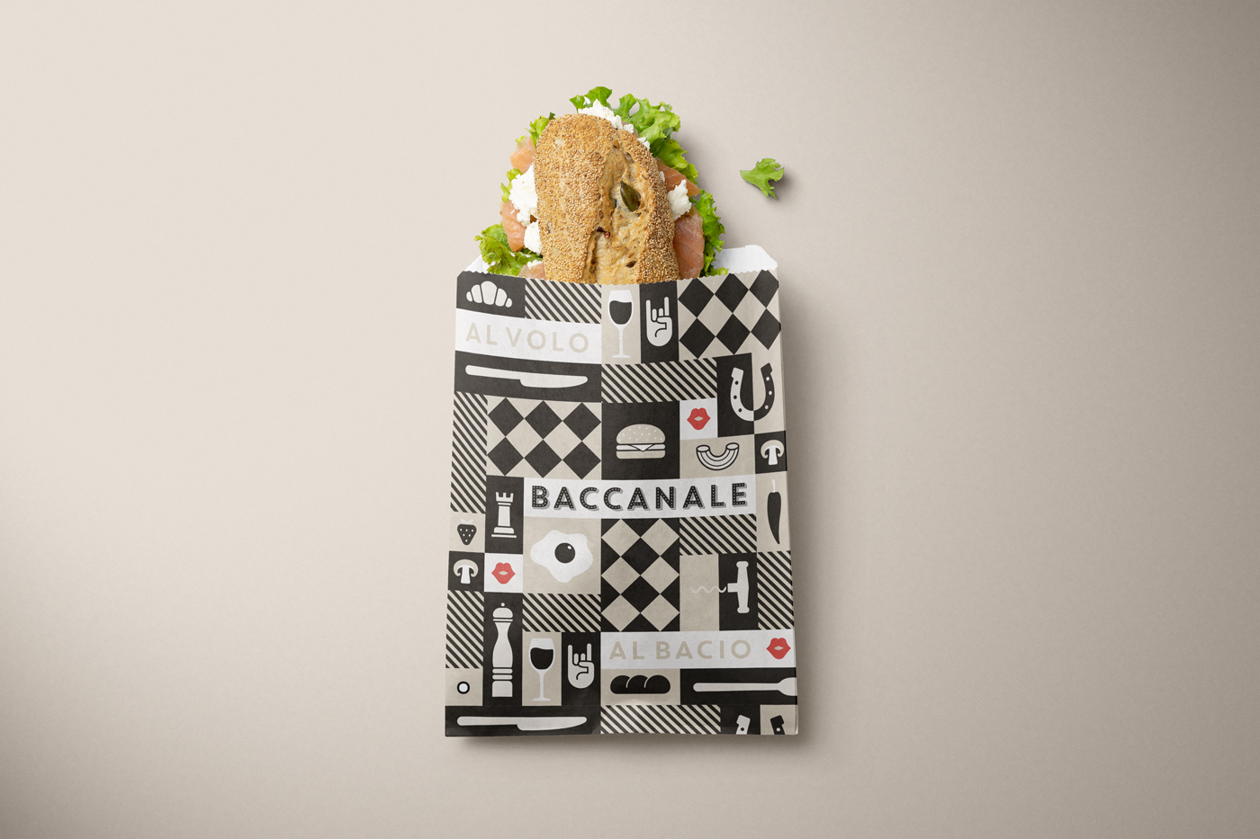 baccanale packaging sacchetto con panino